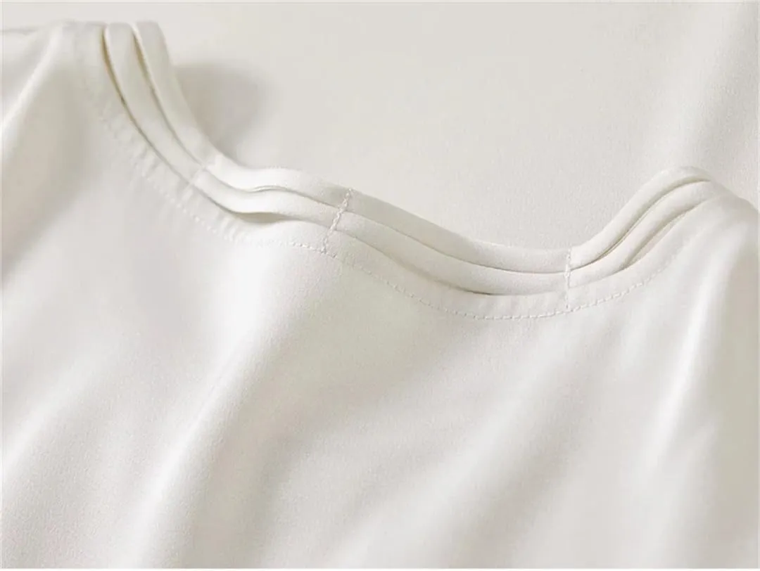 Women Chinese Style Hollow Out Blouse Crewneck Loose Fit Shirts Flare Sleeve Pullover Top