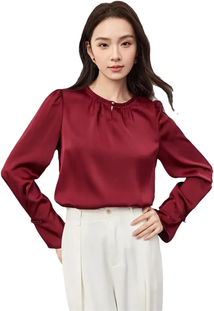 Women Chinese Style Hollow Out Blouse Crewneck Loose Fit Shirts Flare Sleeve Pullover Top
