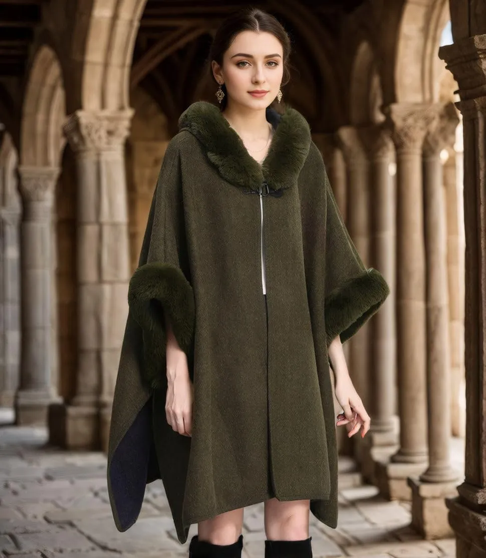 Women's Cardigan Shawl Cape Cloak Winter Warm Hoodie Cardigan Coat