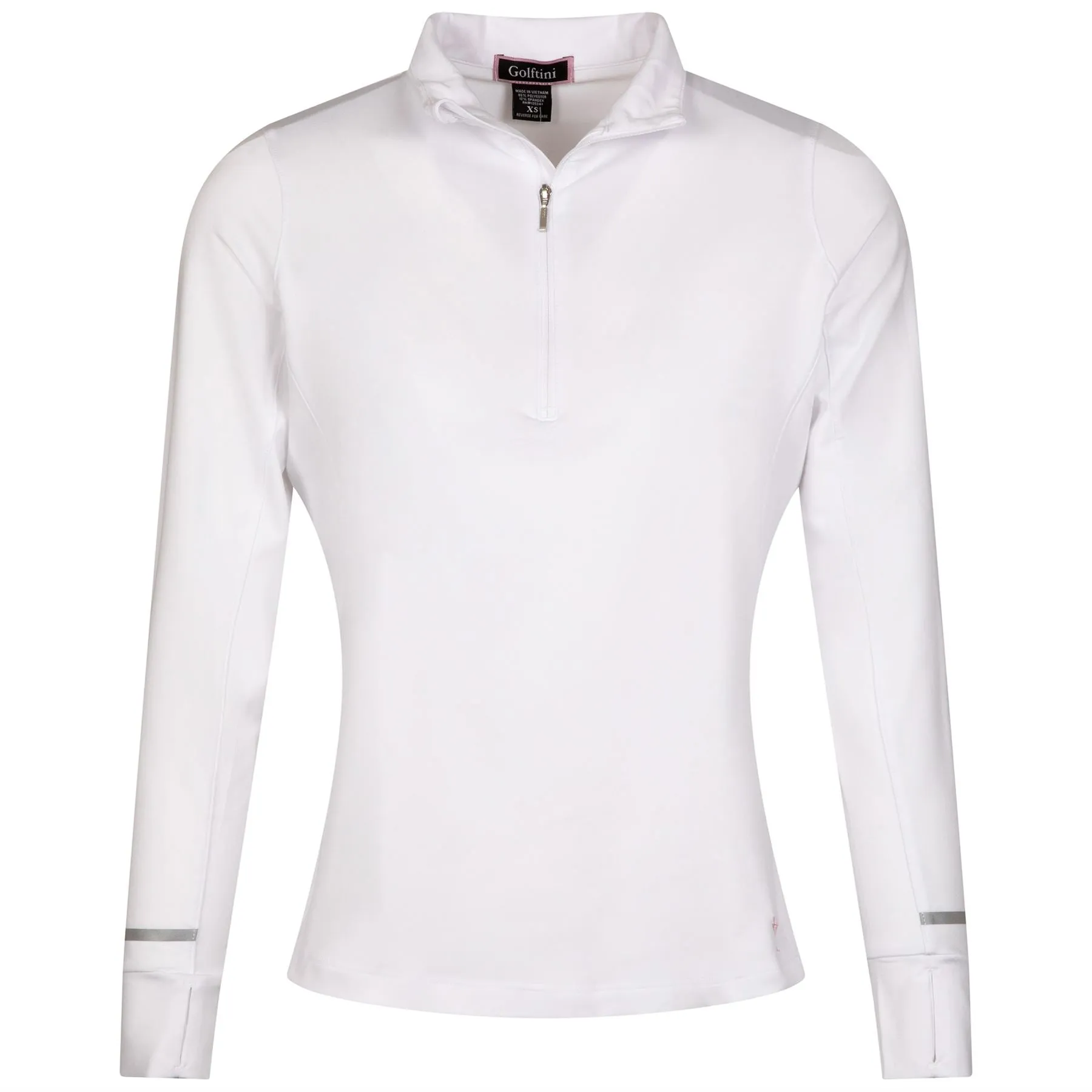 Womens LS Fabulous Mock Polo White/Silver - SS24