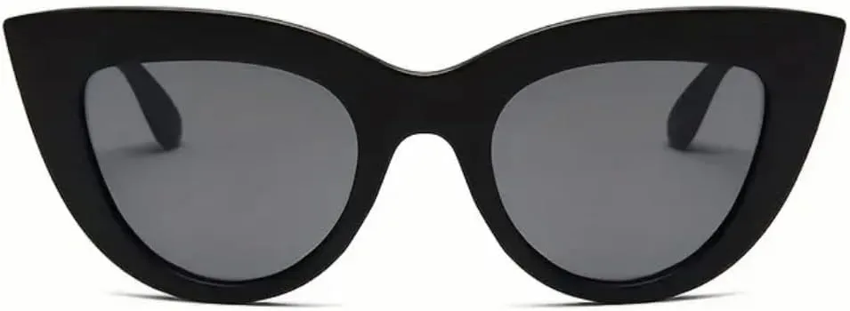 Women's Stylish Vintage Look Oversized Black Cat Eye Sunglasses